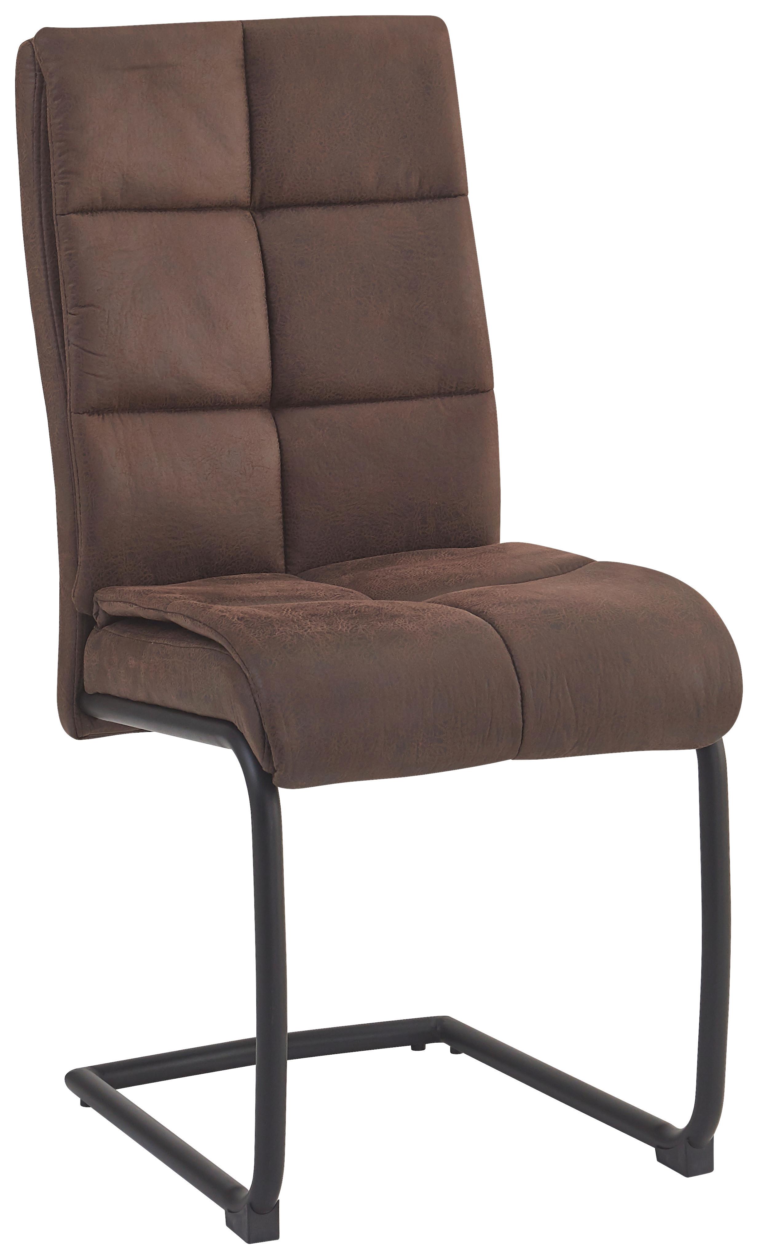 Schwingstuhl Kiana Micorfaser Braun, B: 38 cm - Schwarz/Braun, LIFESTYLE, Textil/Metall (38/97/45cm) - Livetastic