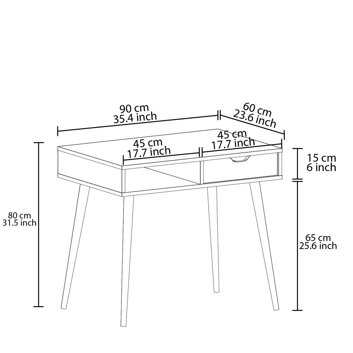 Schreibtisch Offer Nussbaumfarben L: 90cm - Eichefarben/Nussbaumfarben, Design, Holzwerkstoff (90/60/80cm) - Livetastic