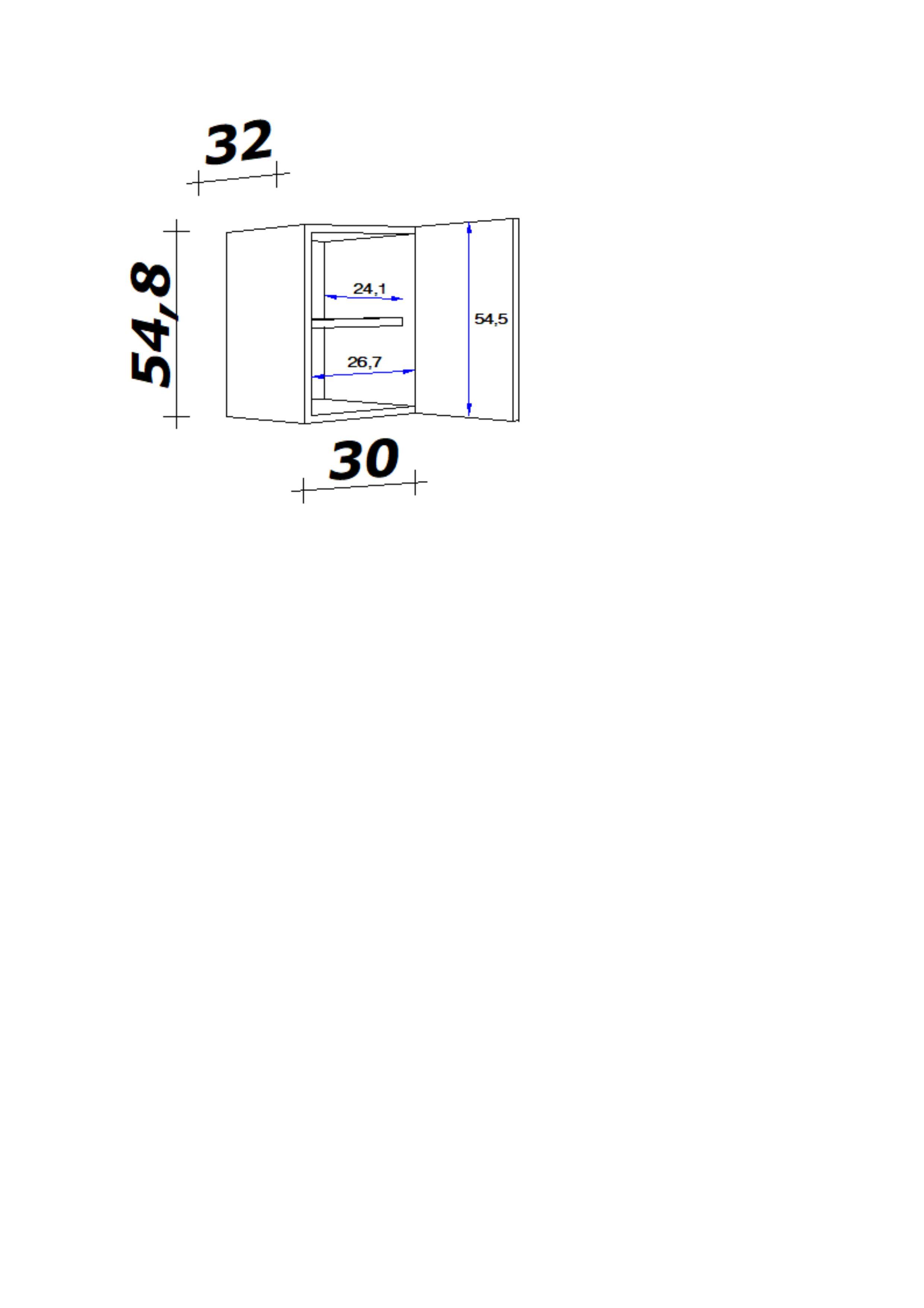 Kuchyňská horní skříňka NANO H 30 - barvy buku/barvy nerez oceli, Moderní, kompozitní dřevo/plast (30/54/32cm) - MID.YOU