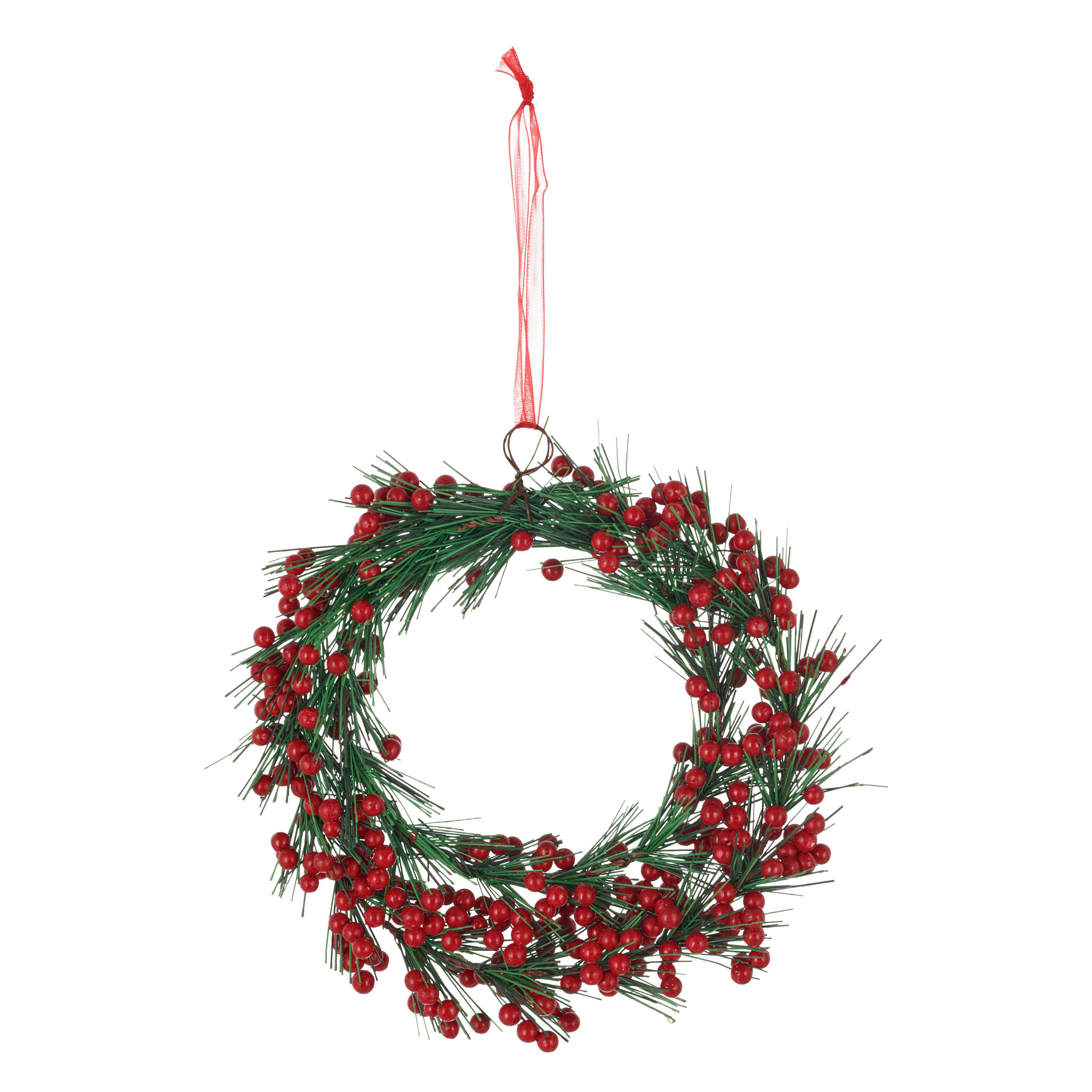 Umelý venček P: 17 cm - zelená/červená, Basics, plast (17cm) - Mömax