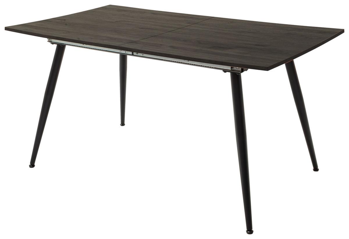 Esstisch Ausziehbar Barbuda Lxb: 160x90cm Nachteiche Dekor - Eichefarben/Schwarz, MODERN, Holzwerkstoff/Metall (160-200/90/76cm) - MID.YOU