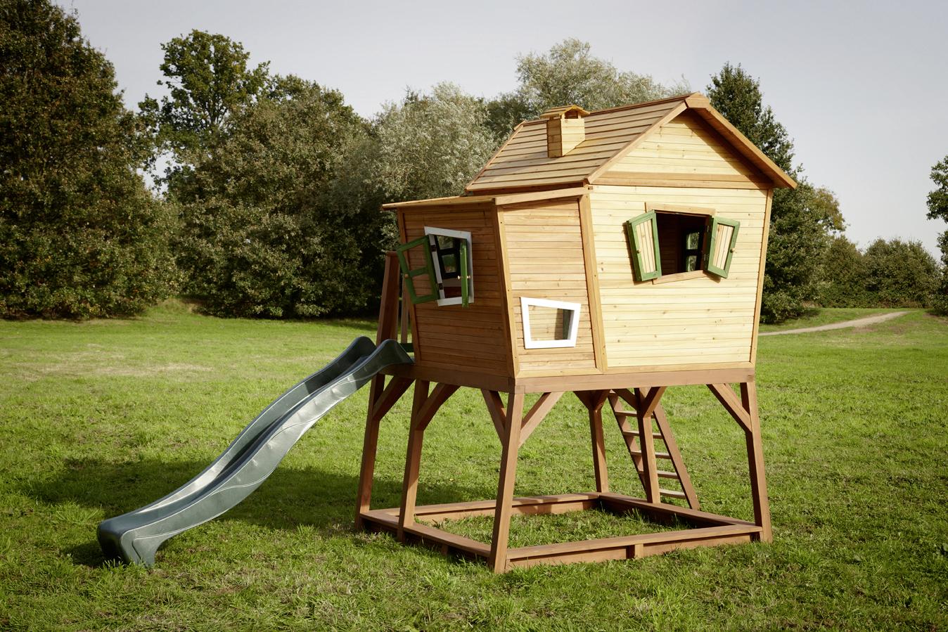 Hrací Domeček Axi Max - hnědá, dřevo (435/291/180cm)