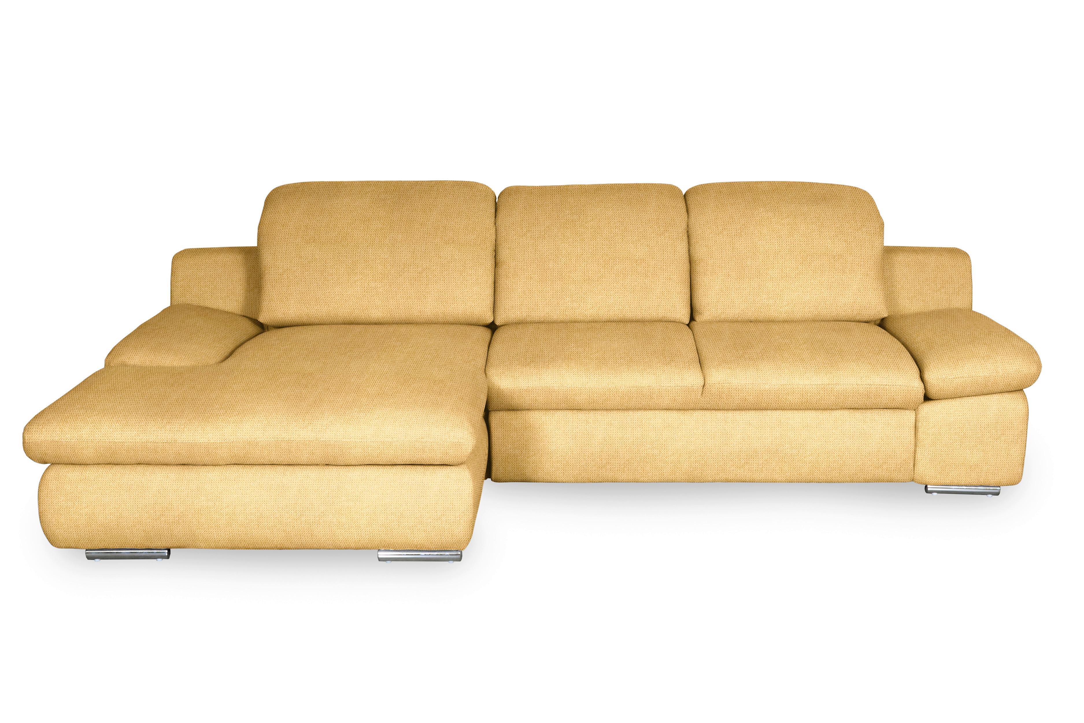Ecksofa Isona Gelb Chenille - Chromfarben/Gelb, Design, Textil (165/286cm) - Livetastic