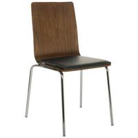 Besucherstuhl Peria - Silberfarben/Schwarz, Basics, Leder/Holz (50/86/55cm) - MID.YOU