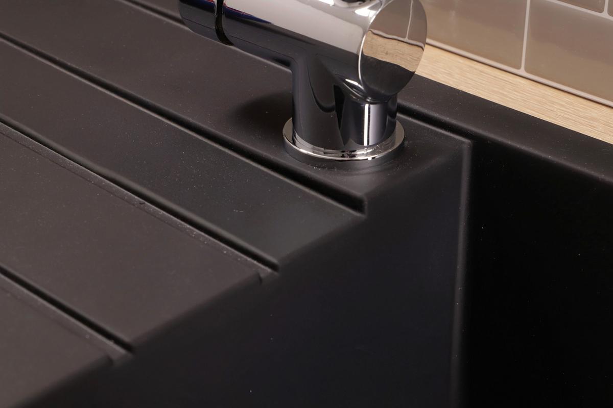 SPÜLE Schwarz B: 100cm - Schwarz, Trend, Glas/Kunststoff (100/21/50cm) - Respekta