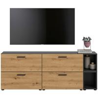 Wohnwand, The One 6, B: 176 cm Artisan Eiche Dekor/Grau - Schwarz/Eiche Artisan, Trend, Holzwerkstoff (176/67/34cm)