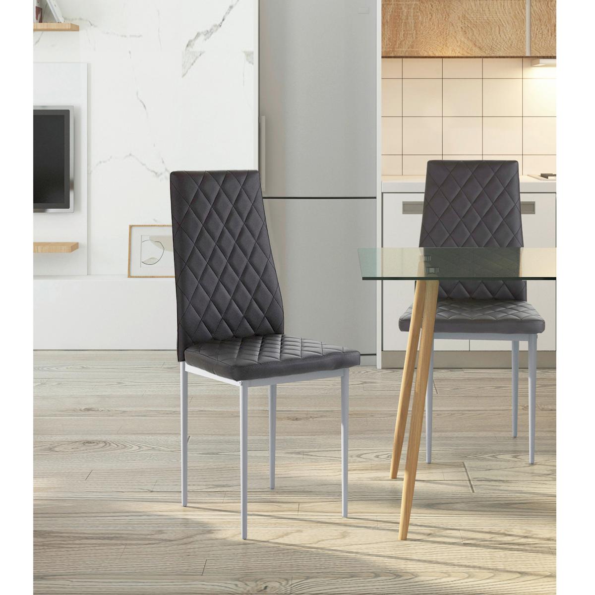 Stuhl-set Brooke Schwarz Gepolstert 2er Set - Schwarz/Grau, Design, Leder/Metall (42/98/53cm) - MID.YOU