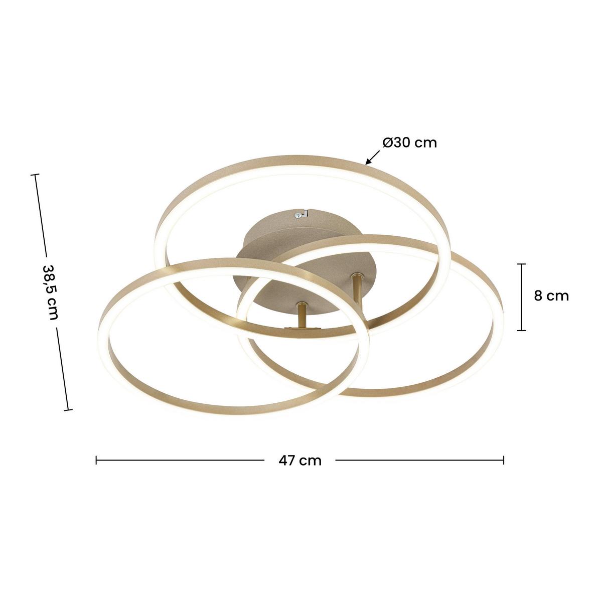 LED-DECKENLEUCHTE COLEEN - Sandfarben/Cappuccino, Basics, Kunststoff/Metall (47/38,5/8cm) - Luca Bessoni