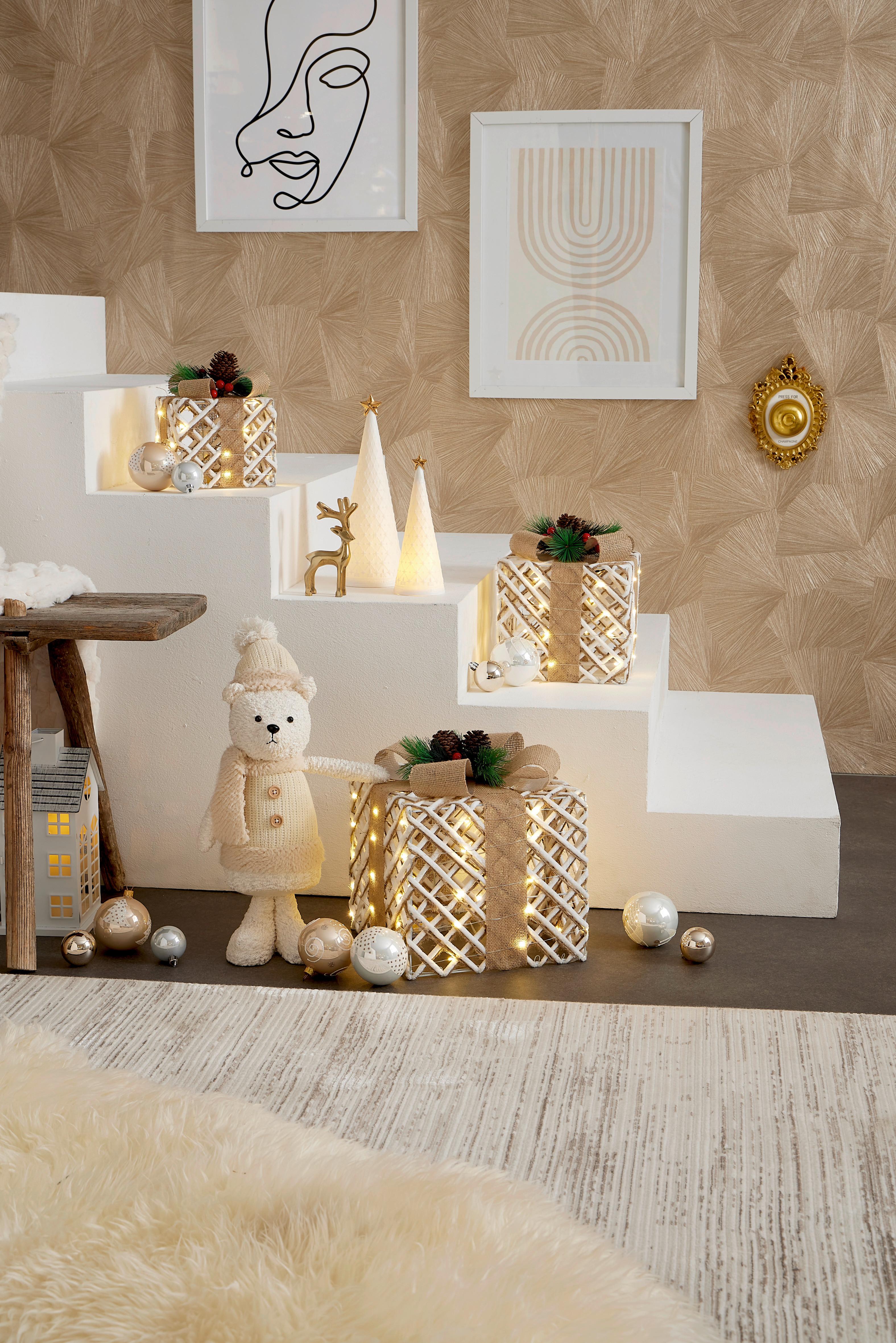 Dekogeschenkbox Rafiki - Beige/Goldfarben, KONVENTIONELL, Naturmaterialien/Kunststoff - Luca Bessoni