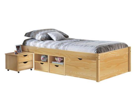 Stauraumbett CLAAS inkl. Nachtkästchen Stauraumbett Echtholz 90 x 200 cm