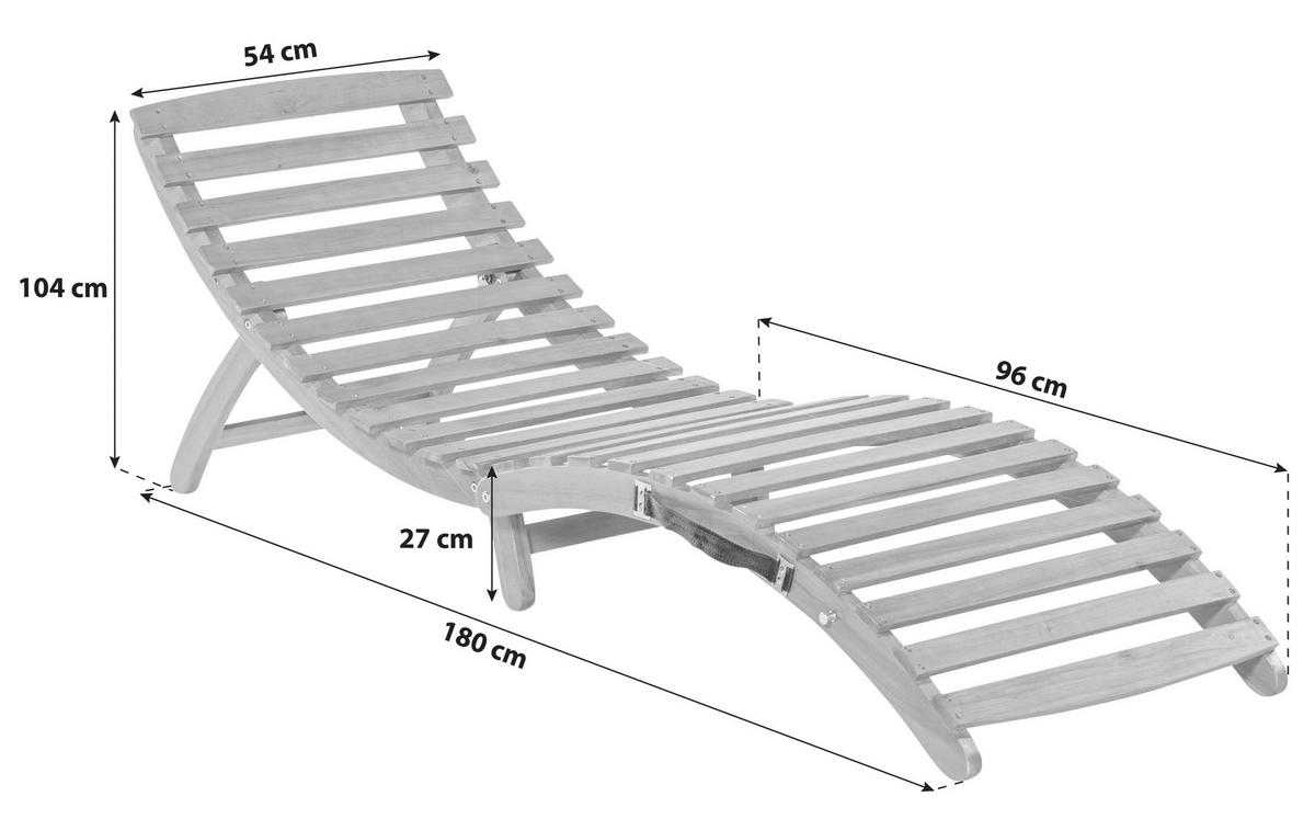 Gartenliege Honopu Holz Klappbar mit Auflage - Grau/Akaziefarben, KONVENTIONELL, Holz/Textil (54/60/180cm) - Gardenson