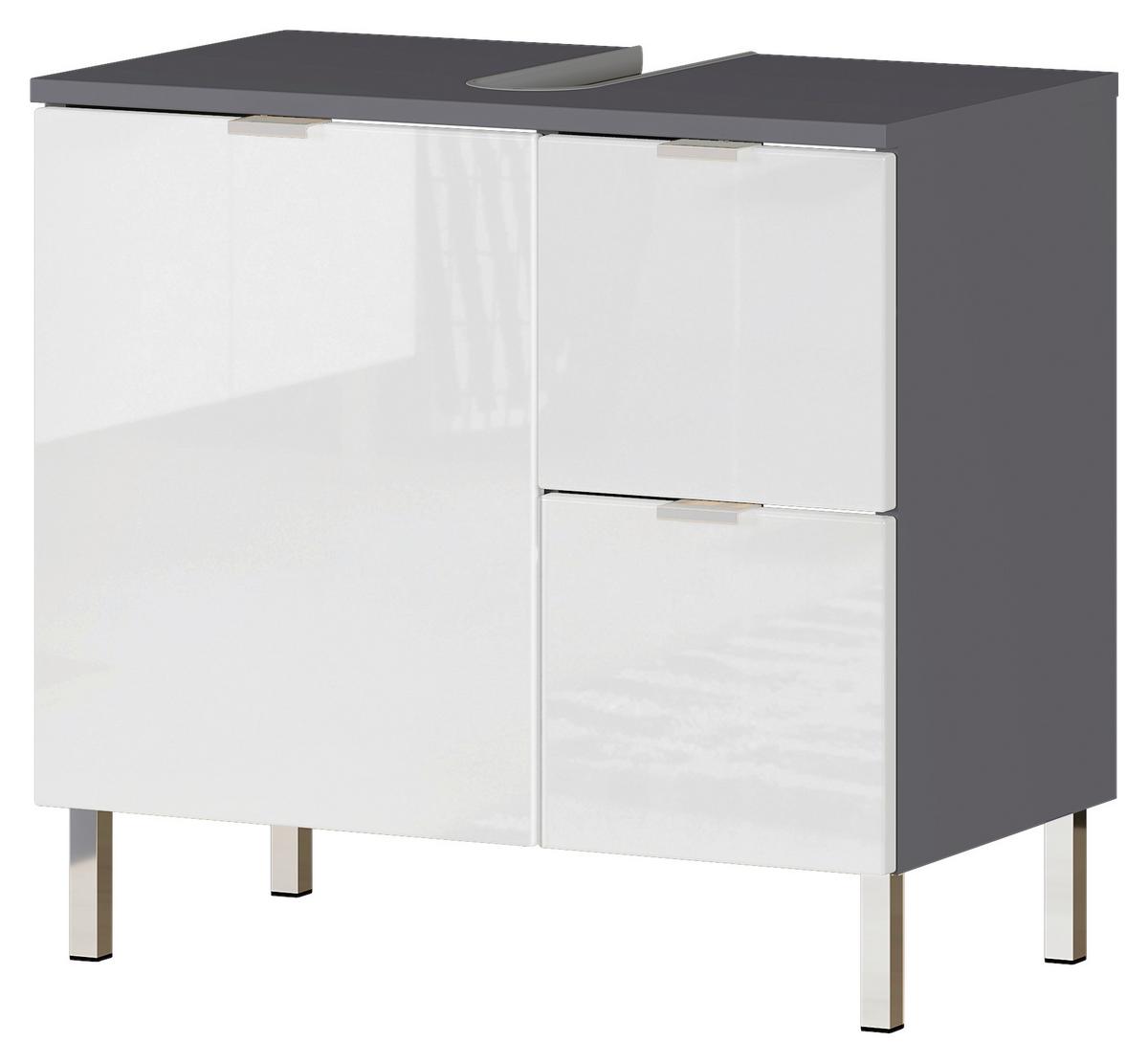 Waschbeckenunterschrank Gw-Mauresa B 60cm Weiß/Graphit - Chromfarben/Graphitfarben, KONVENTIONELL, Holzwerkstoff (60/56/34cm) - Germania