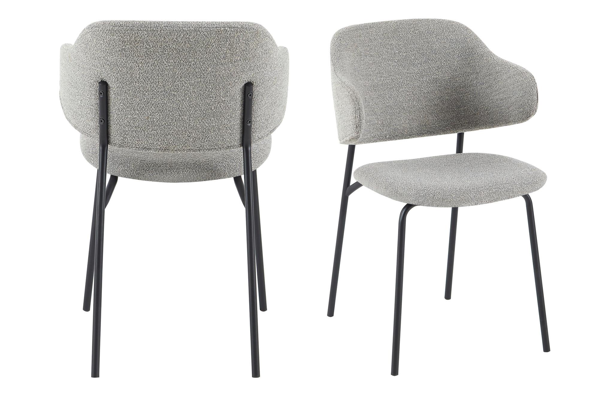 Armlehnstuhl-set Hellgrau B: 54cm 2-Teilig - Hellgrau/Schwarz, MODERN, Textil/Metall (54/83/59cm) - Livetastic