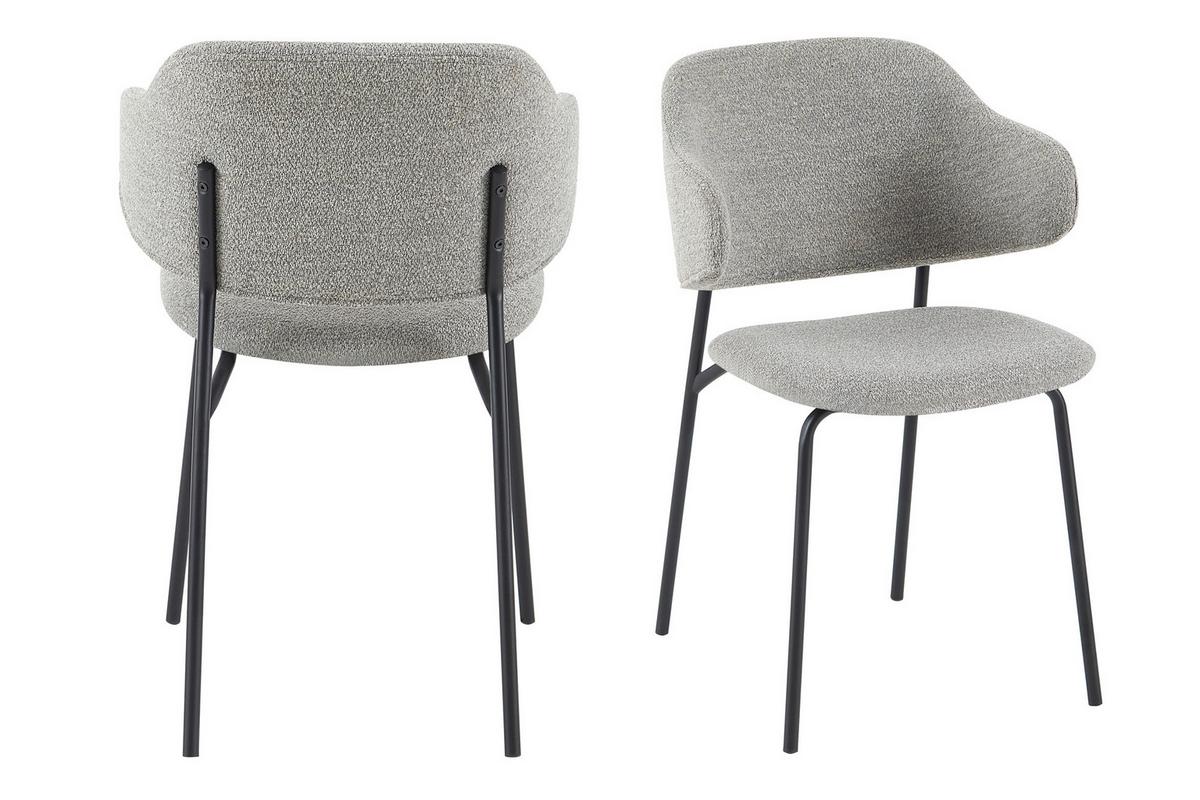 Armlehnstuhl-set Hellgrau B: 54cm 2-Teilig - Hellgrau/Schwarz, MODERN, Textil/Metall (54/83/59cm) - Livetastic