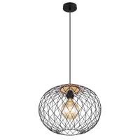 Hängeleuchte Lacky H: 150 cm 1-Flammig - Schwarz/Braun, Basics, Holz/Metall (40/150cm) - Globo