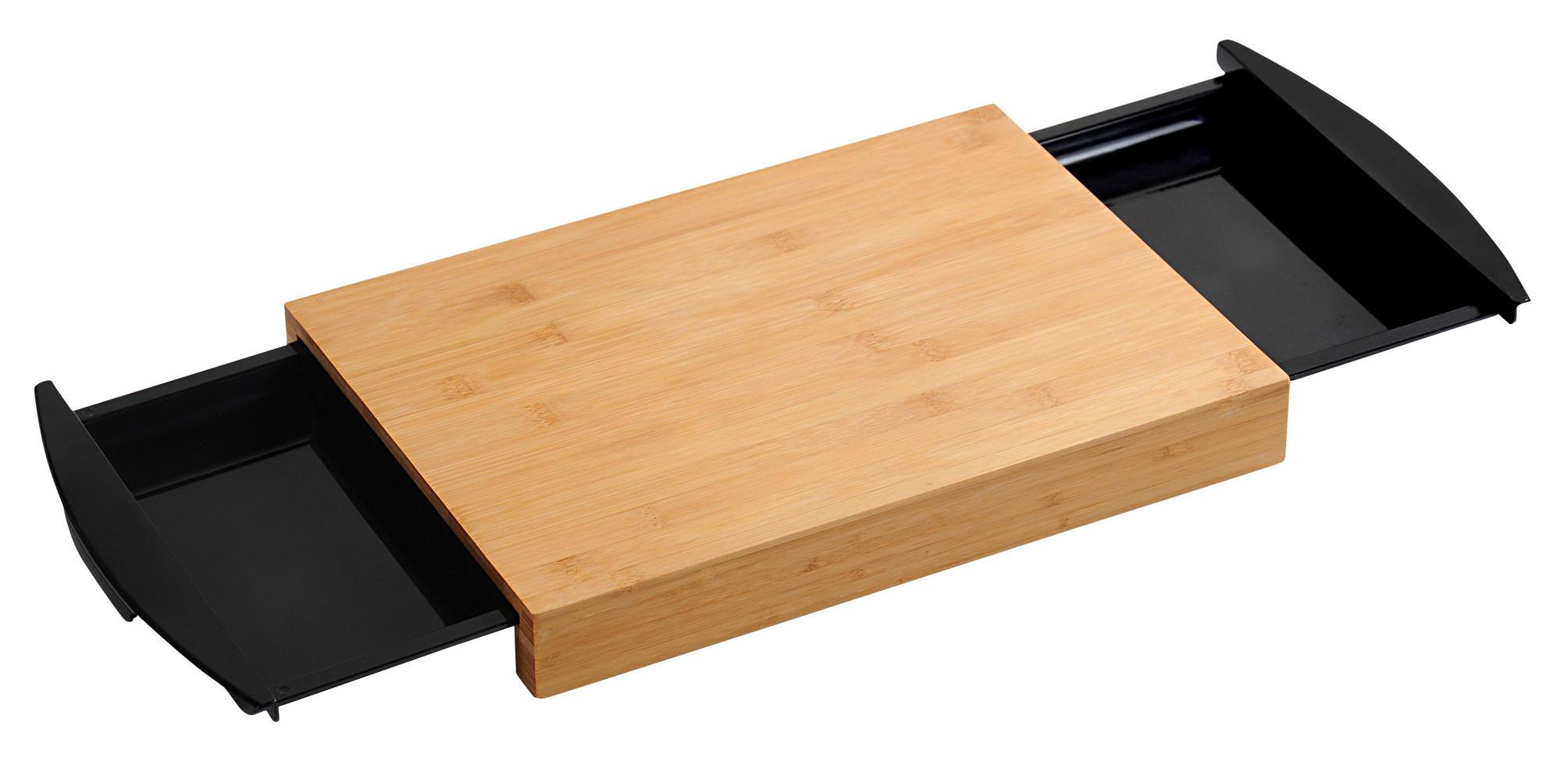 Schneidebrett aus Holz Mit 2 Auffangschalen B: 25,5 cm - Schwarz, Basics, Holz/Kunststoff (25,5/4/41cm) - Kesper