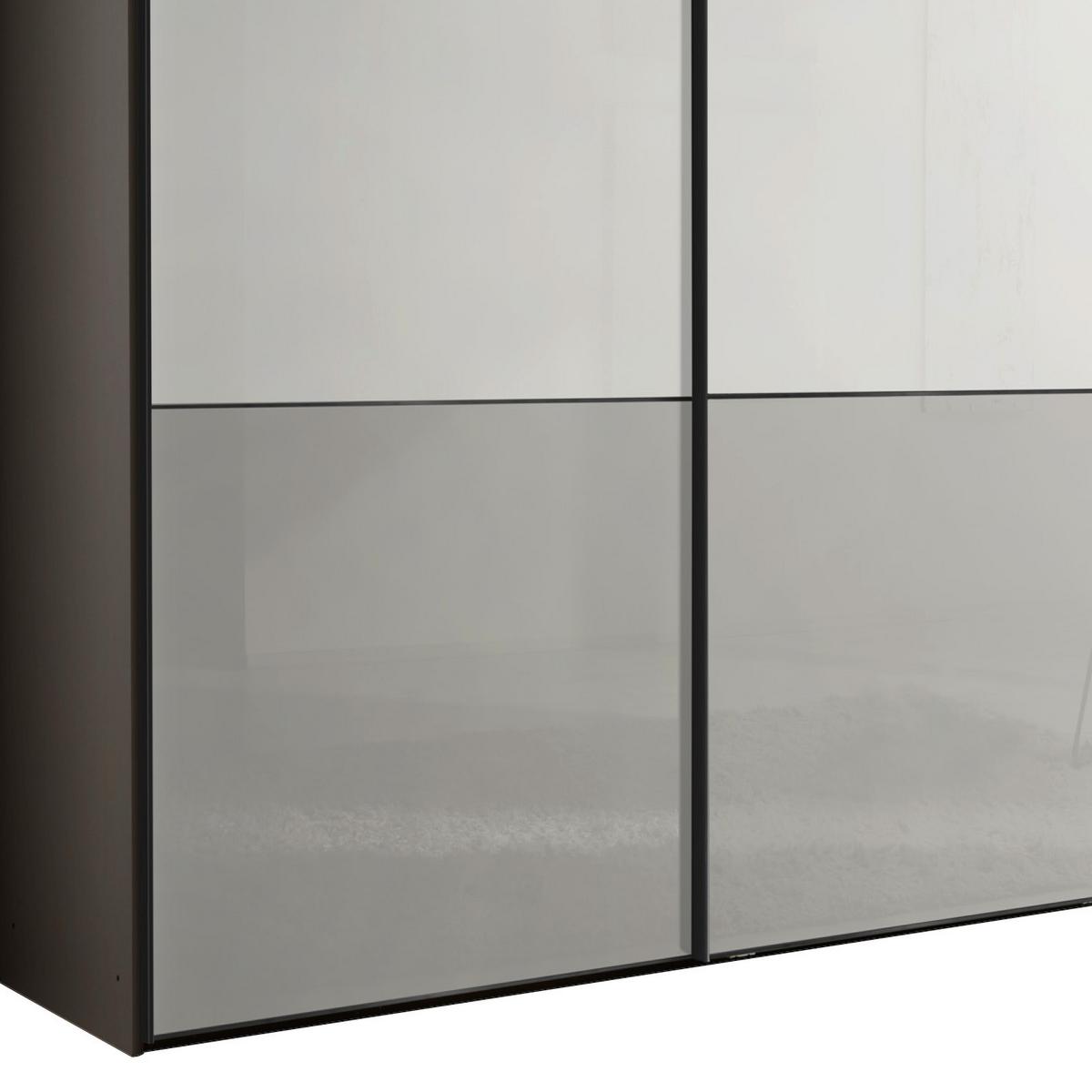 Schwebetürenschrank Glasfront 280 Cm Includo, Hellgrau/weiß - Dunkelgrau/Hellgrau, MODERN, Glas/Holzwerkstoff (280/222/68cm)
