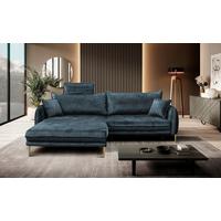 Ecksofa Whisper Blau S: 196x264 Cm - Blau/Goldfarben, Design, Textil (196/264cm) - MID.YOU
