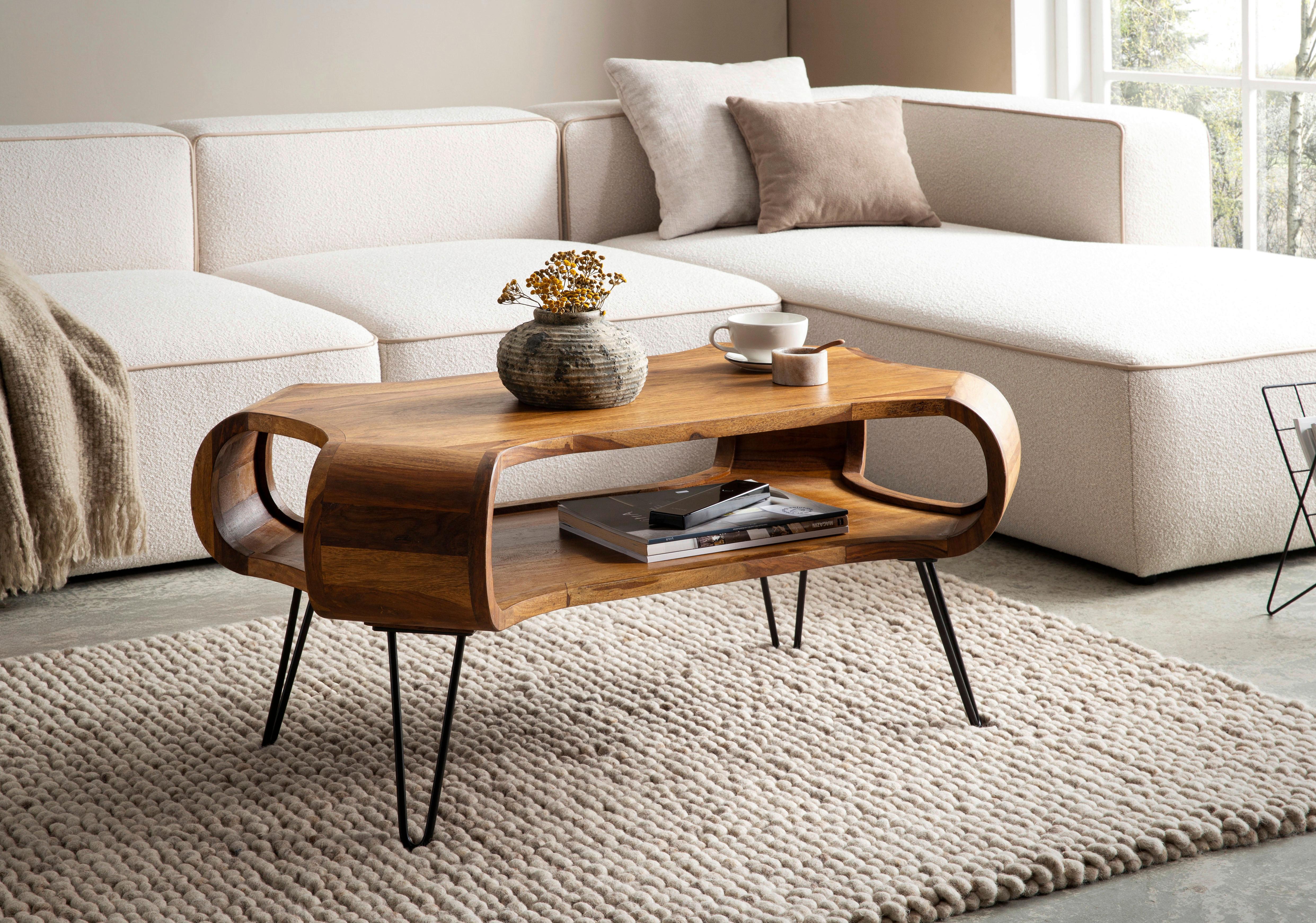 COUCHTISCH Sheeshamfarben L: 100 cm - Sheeshamfarben/Schwarz, Design, Holz/Metall (100/60/47cm) - Livetastic