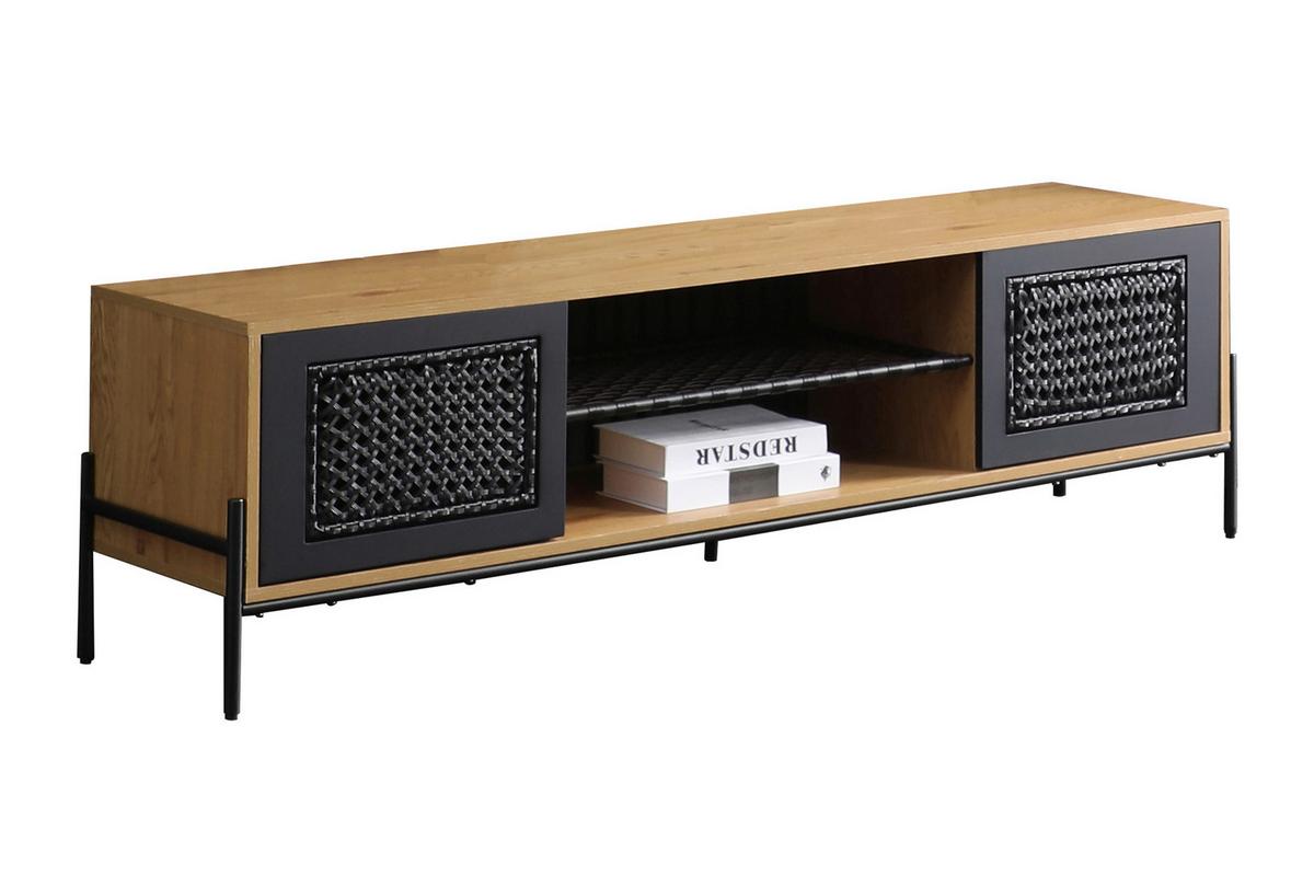 Lowboard Schwarz, Naturfarben B: 161cm - Schwarz/Naturfarben, Design, Holzwerkstoff/Kunststoff (161/47/40cm) - Livetastic