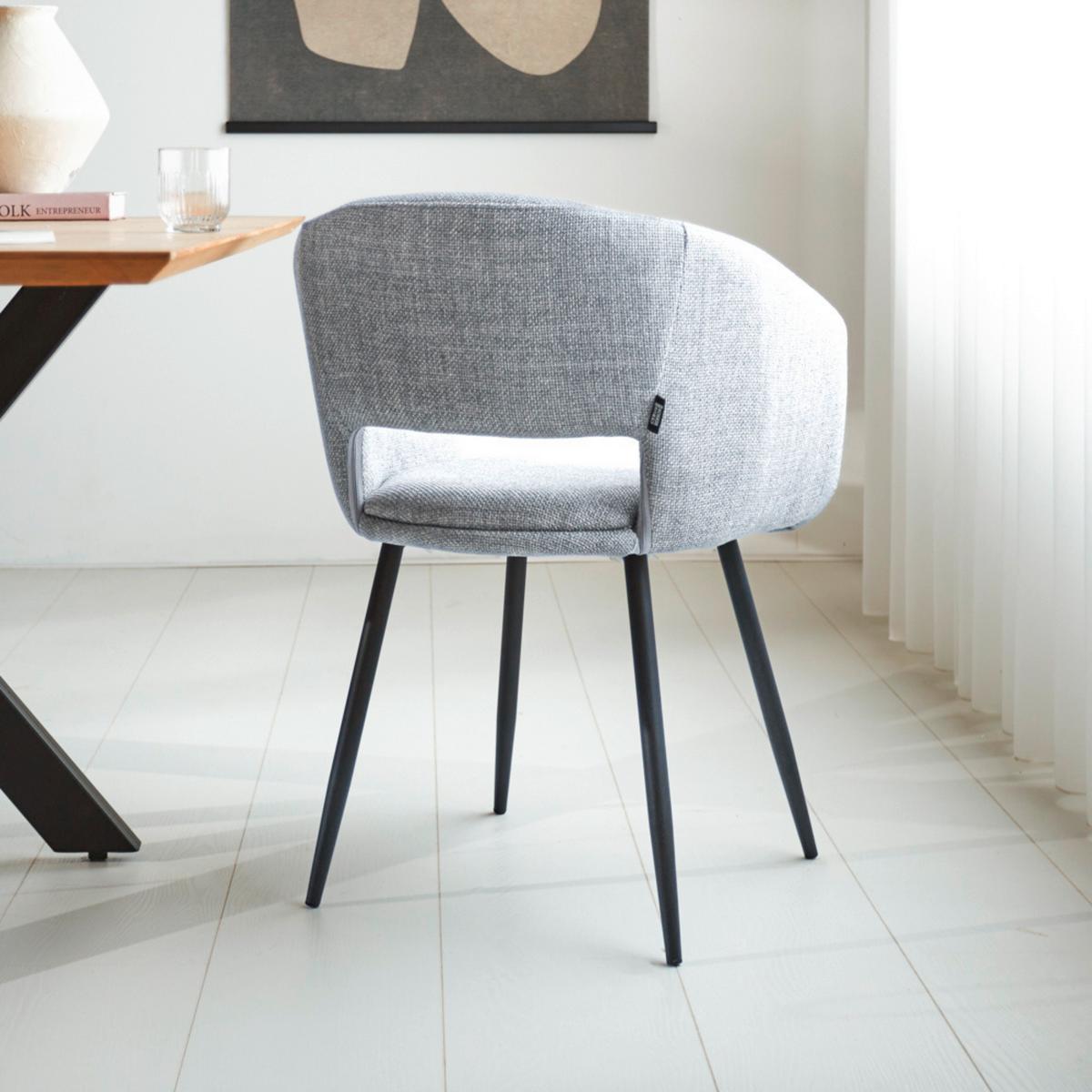 Armlehnstuhl Boden Hellgrau B: 59 Cm - Hellgrau/Schwarz, MODERN, Textil/Metall (59/78/55cm) - MID.YOU