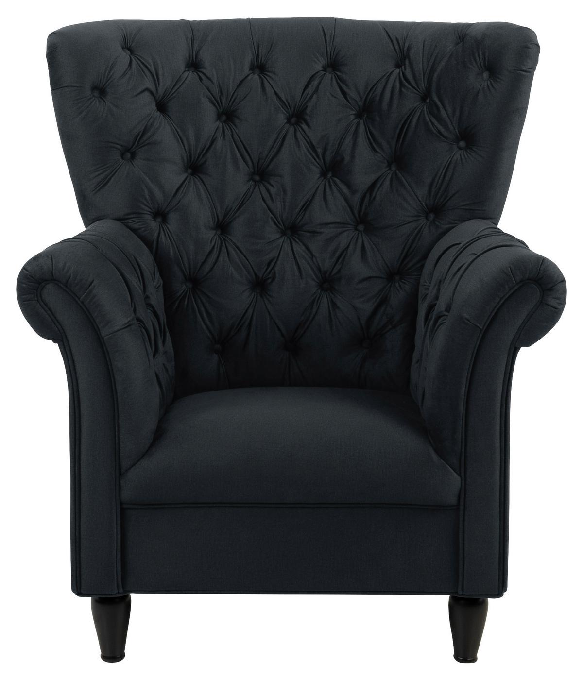 Ohrensessel Cupido - Anthrazit/Schwarz, Design, Textil (96/112/86cm) - MID.YOU