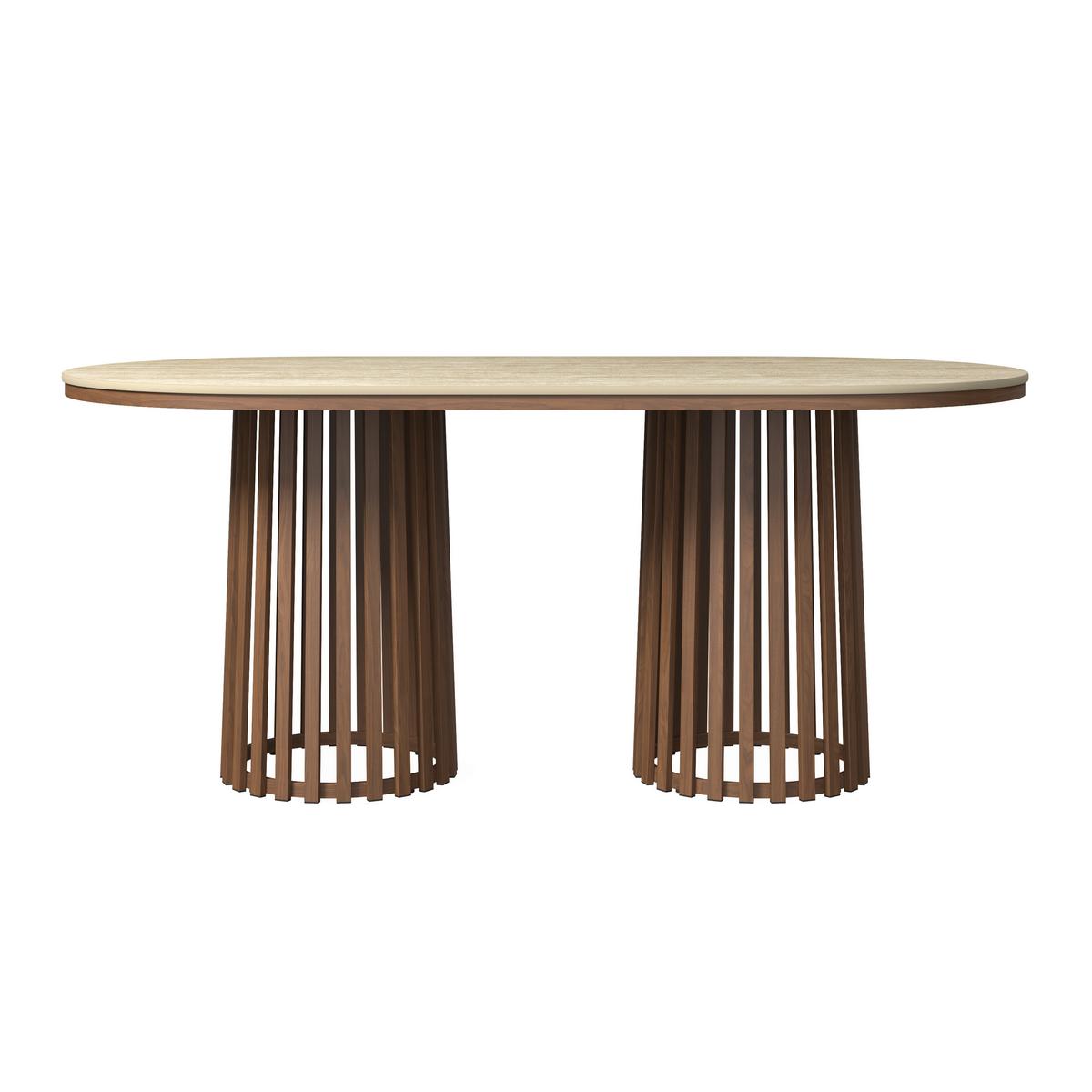 Jedálenský stôl Maddy, š: 90 cm - prírodná farba, Modern, kov/kameň (90/76/180cm) - Bessagi Home
