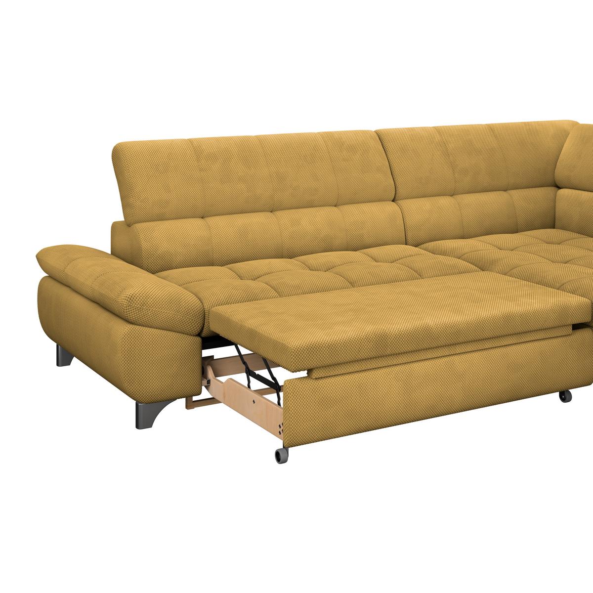 Ecksofa Gemini Senfgelb, B: 312cm - Chromfarben/Senfgelb, KONVENTIONELL, Textil (312/234cm)