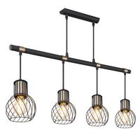 Hängeleuchte H: 120 cm 4-Flammig, Schwarz/Gold - Goldfarben/Schwarz, Trend, Textil/Metall (87/12/120cm) - Globo