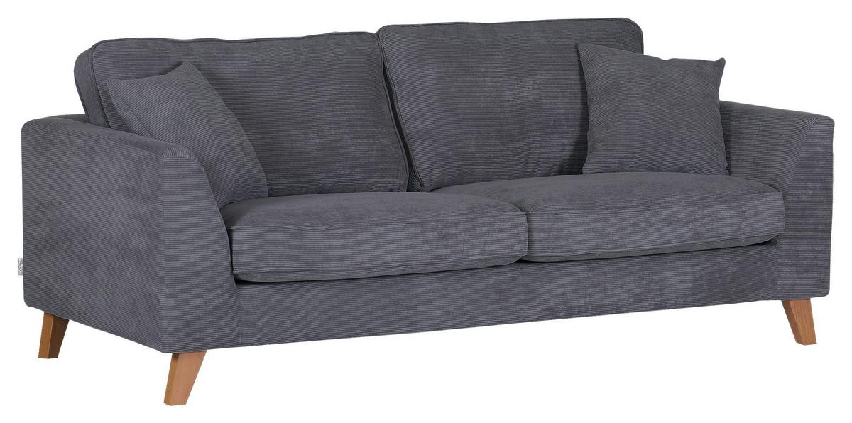 3-Sitzer-Sofa Rimini, Dunkelgrau B: 200 cm - Dunkelgrau/Buchefarben, Design, Textil (200/63/90cm) - MID.YOU