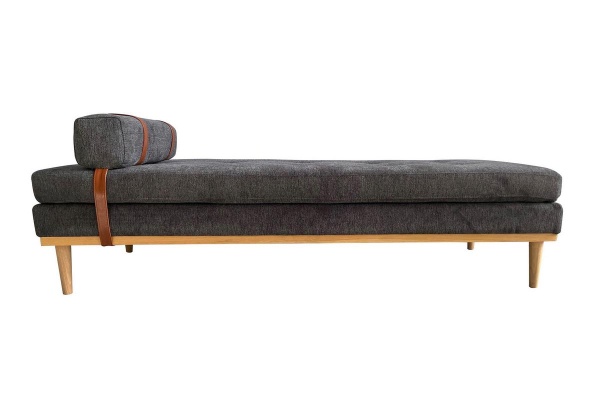 Chaiselongue Daybed Samt Anthrazit B: 180 Cm - Anthrazit/Naturfarben, MODERN, Textil (180/42/75cm) - Livetastic