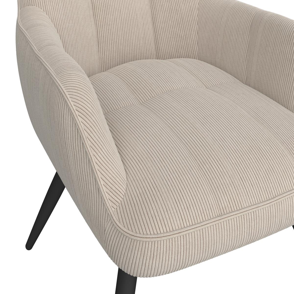 Ohrensessel Hanoi Webstoff beige, B: 71 cm - Beige/Schwarz, MODERN, Textil/Metall (71/98/83cm)
