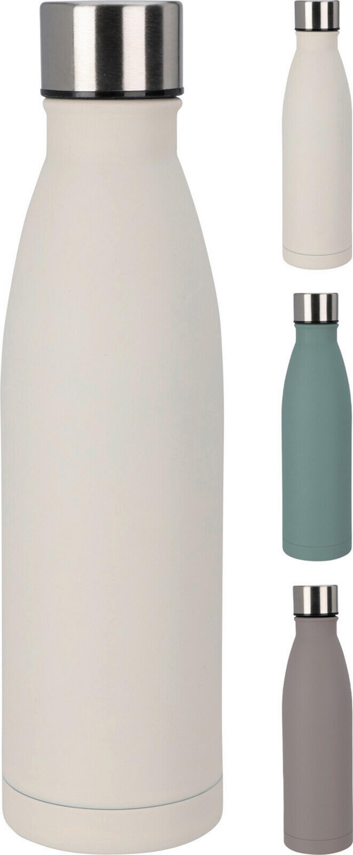 Isolierflasche Mina - Dunkelgrün/Creme, Basics, Metall (5,5/5,5/26,5cm)