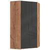 Eckschrank Schenkel 120x120 Cm Level 36c Grau/eiche Dekor - Eichefarben/Grau, MODERN, Glas/Holzwerkstoff (120/236/120cm) - MID.YOU