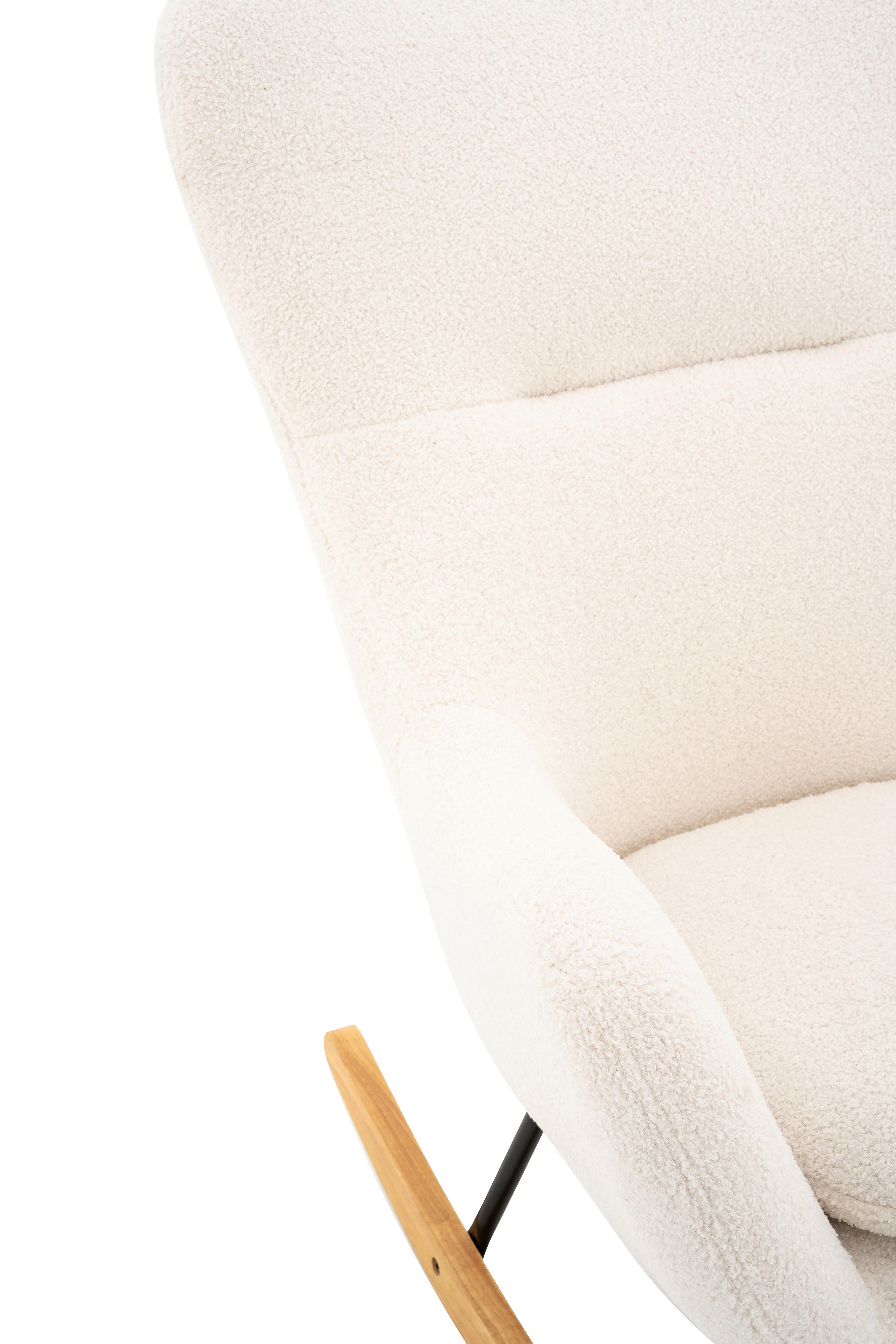Schaukelstuhl Scandi Weiß B: 75 Cm - Schwarz/Naturfarben, MODERN, Holz/Textil (75/102/80cm) - MID.YOU