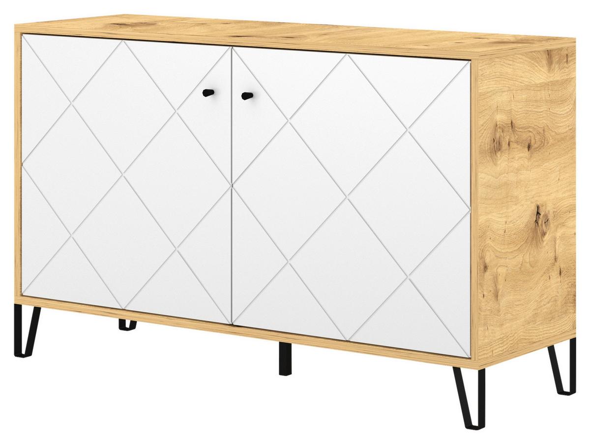 Kommode 123 cm 2d Bilbao Bl4, Weiß - Schwarz/Weiß, Design, Holzwerkstoff (123/75/40cm) - Livetastic