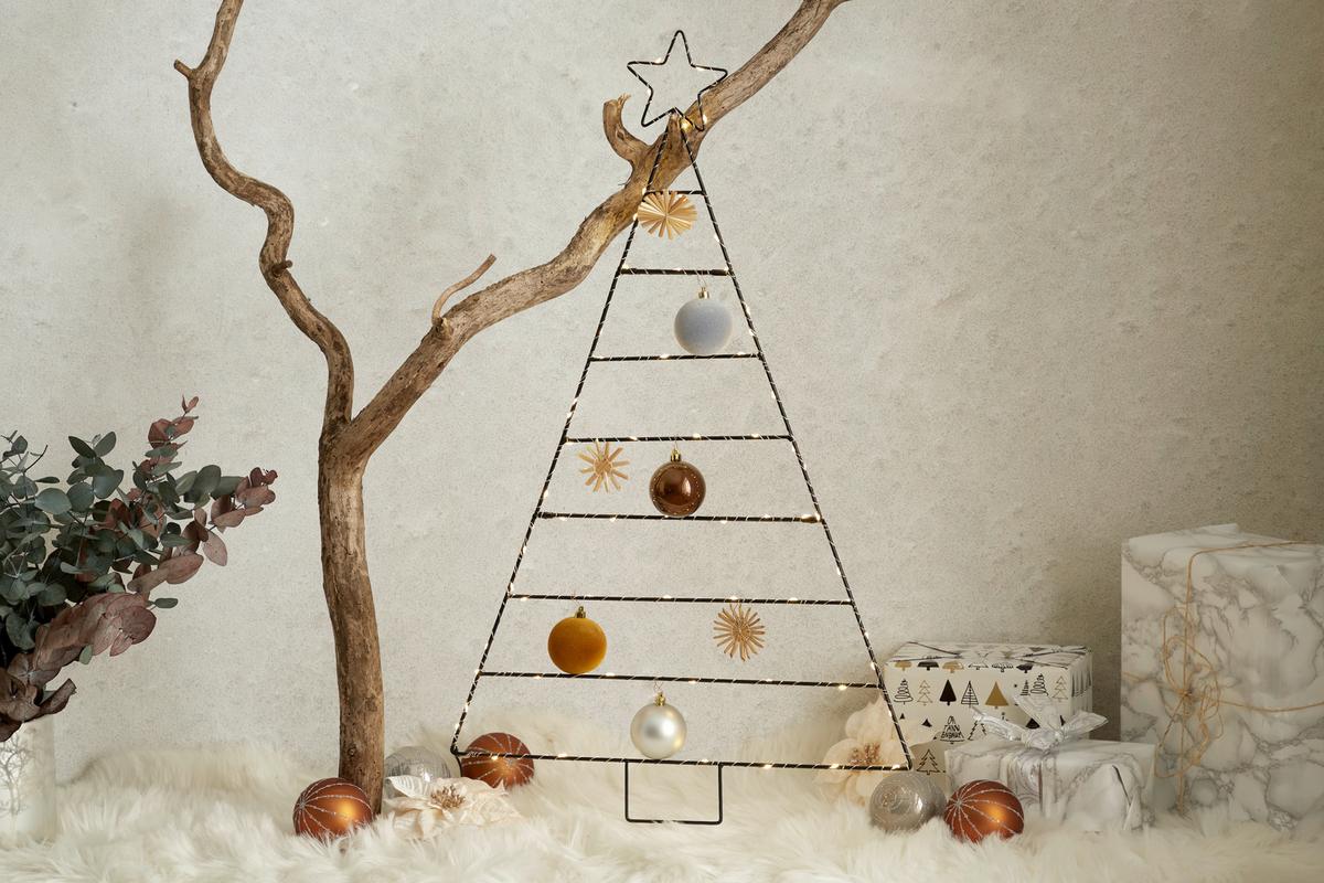 Weihnachtsdeko Blume Textil Clip - Creme, Basics, Textil (17cm)