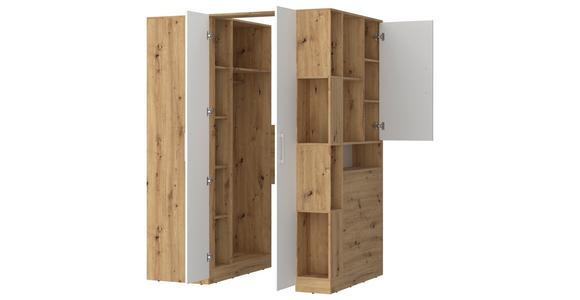 Eckschrank Begehbar mit Regal 150cm Box, Eiche Dekor/Weiß - Eichefarben/Weiß, MODERN, Holzwerkstoff (150/205/120cm) - Ondega
