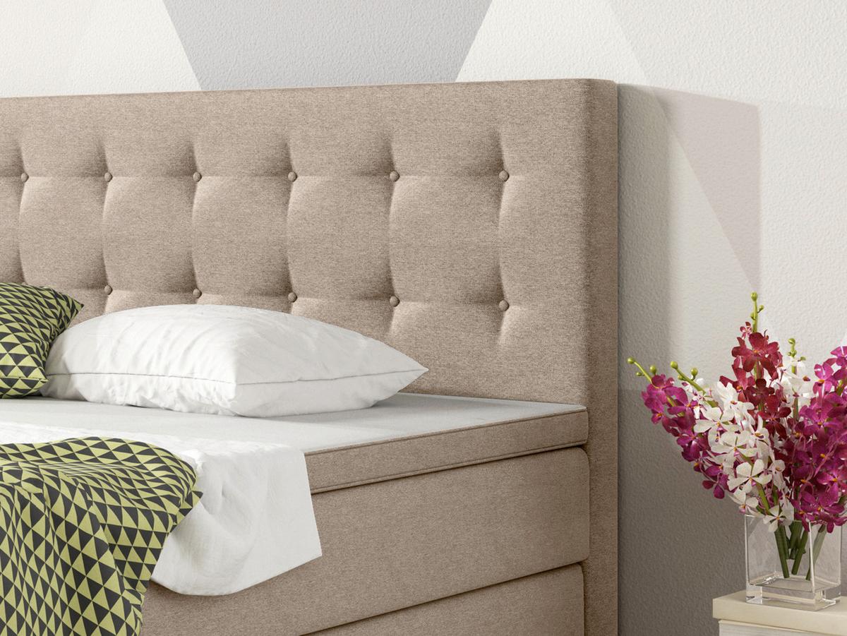 Boxspringbett Mit Topper 180x200 Köln - Silberfarben/Cappuccino, KONVENTIONELL, Textil (180/115/210cm) - MID.YOU