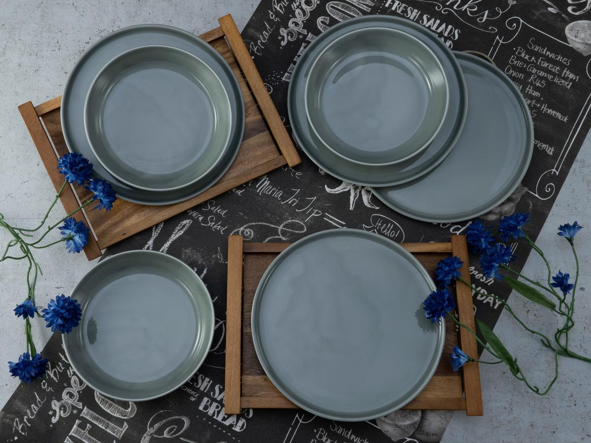 Jídelní souprava 12-dílná - šedá, Basics, keramika (29/25/30cm) - Creatable