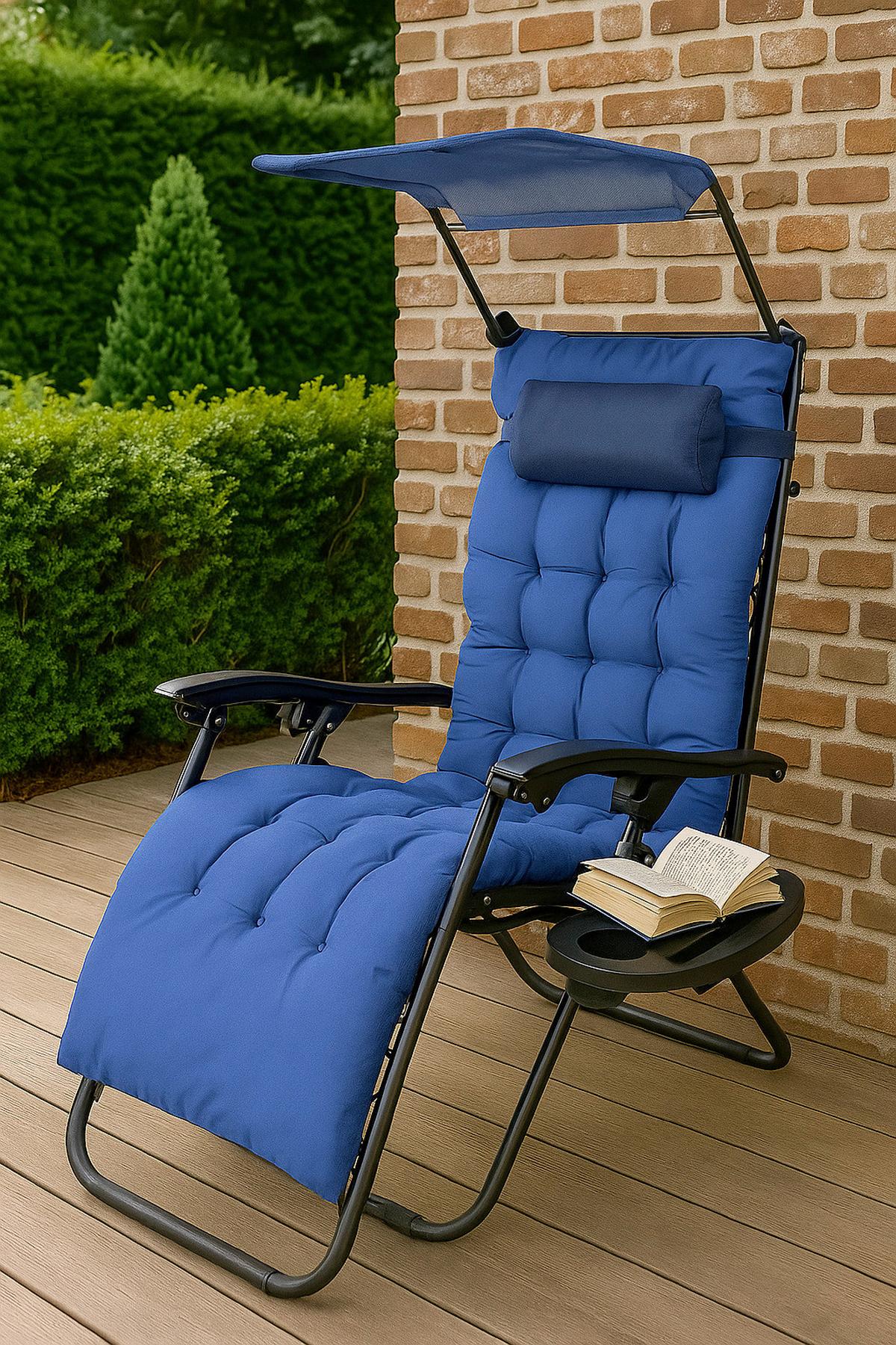 Gartenliege Maltosa Xl Klappbar, Blau - Blau, MODERN, Textil/Metall (51/133/91cm) - Gardenson