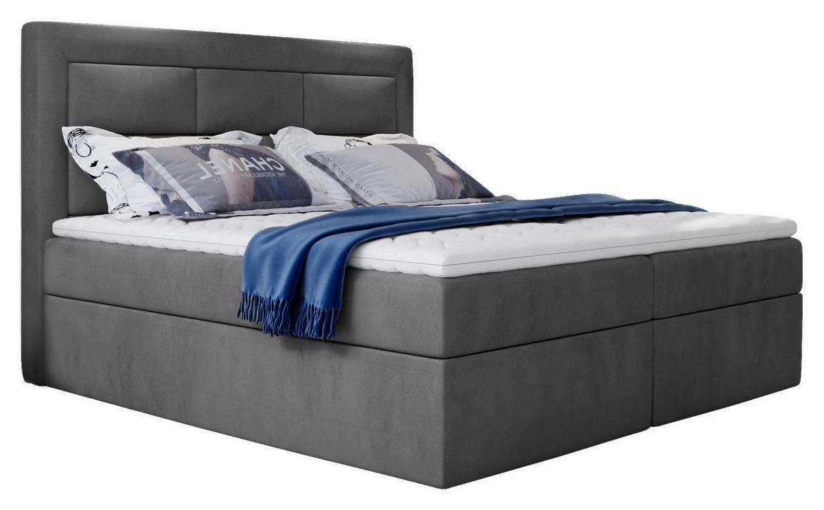 Boxbett Vivre Grau Lf: 180x200 cm - Silberfarben/Grau, MODERN, Holz/Textil (180/200cm) - MID.YOU