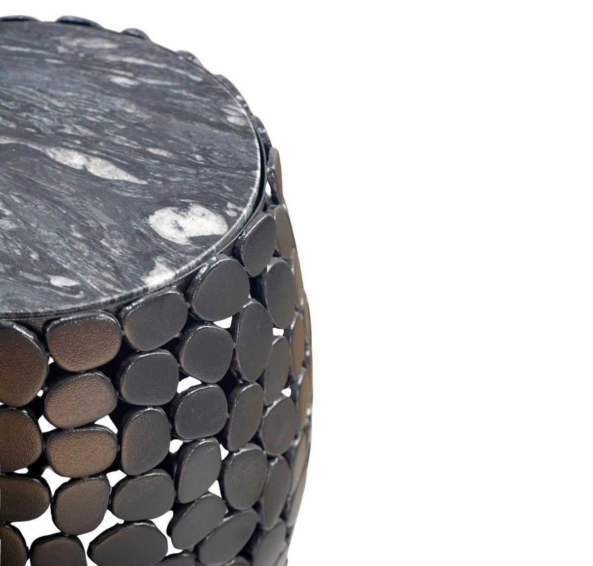 Beistelltisch Schwarz B: 40 Cm - Schwarz, Design, Stein/Metall (40/46/40cm) - Livetastic