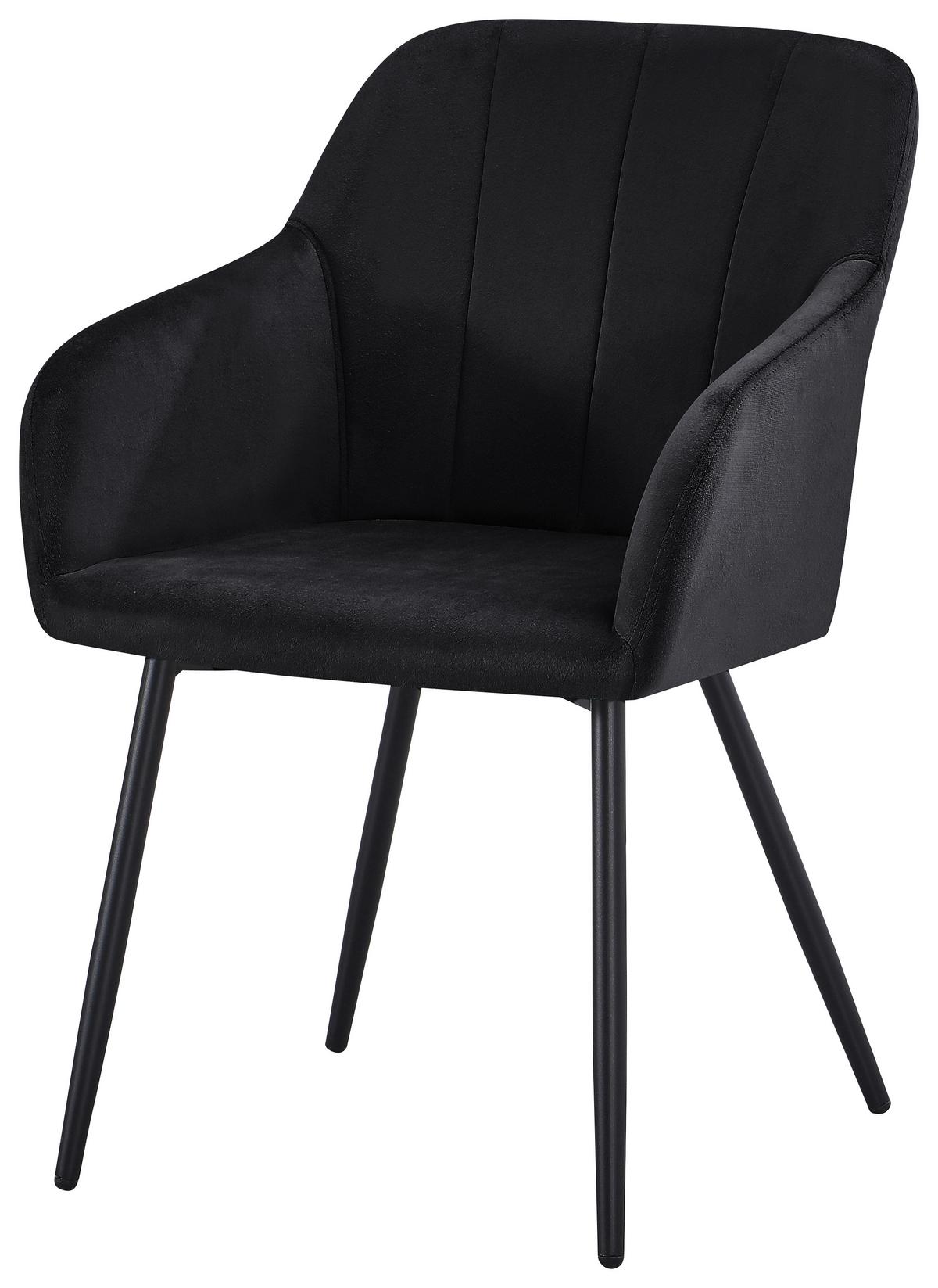 Armlehnstuhl Jenke Samt Schwarz, B: 56 Cm - Schwarz, KONVENTIONELL, Textil/Metall (56/82/62cm) - Nedis SmartLife