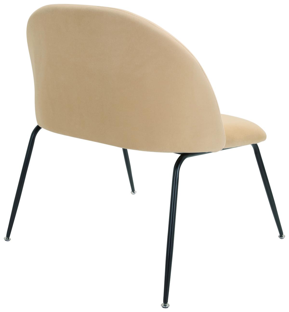 Besucherstuhl Velvo Samt Beige Bis 120 Kg - Beige/Schwarz, Basics, Textil/Metall (72/80/65cm) - MID.YOU
