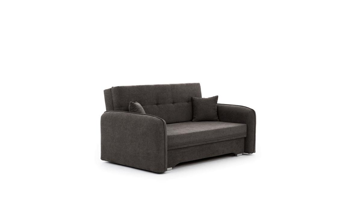 Schlafsofa Laine Dunkelgrau, B: 155 cm - Dunkelgrau/Silberfarben, Design, Textil (155/105/75cm) - MID.YOU