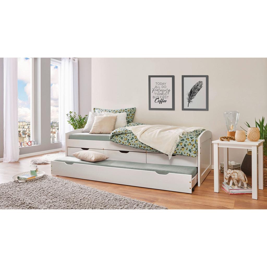 Ausziehbett mit Lattenrost Massiv 90x190 cm Ulli Weiß