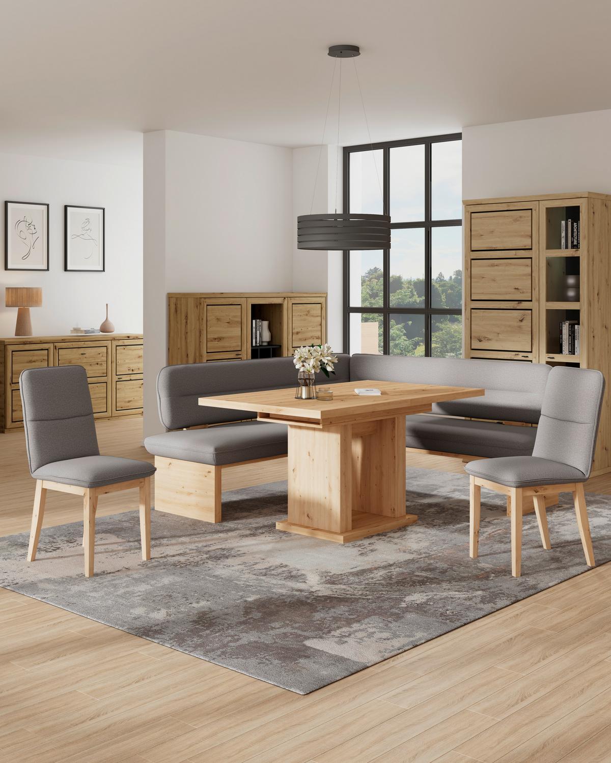Eckbank Beluna Ii Wesbstoff Dunkelgrau, B: 192cm - Eichefarben/Dunkelgrau, KONVENTIONELL, Holz/Textil (192/170cm) - James Wood