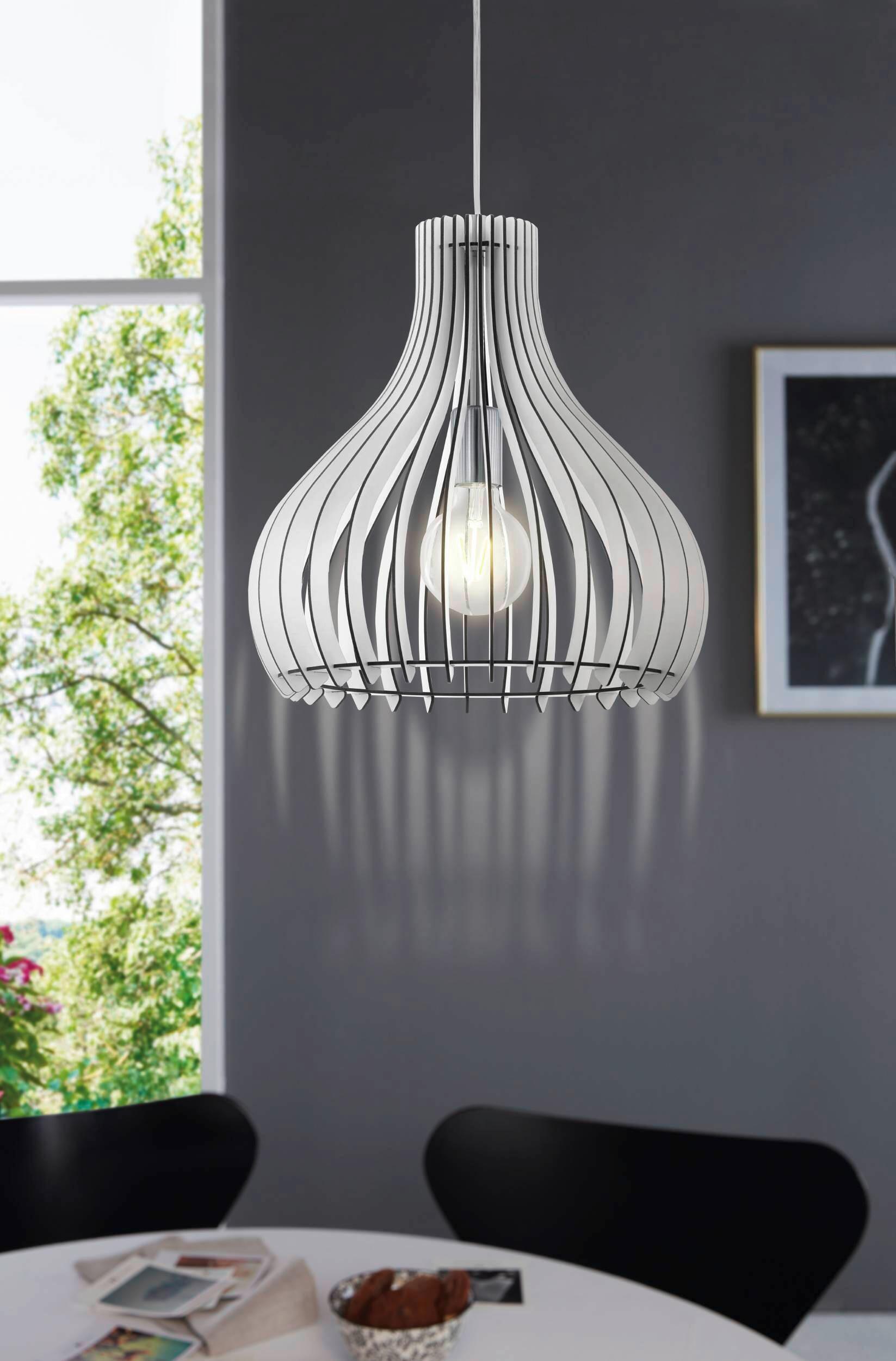 Hängeleuchte 96257* Tindori - Weiß, Natur, Holz/Metall (38/130cm) - Eglo