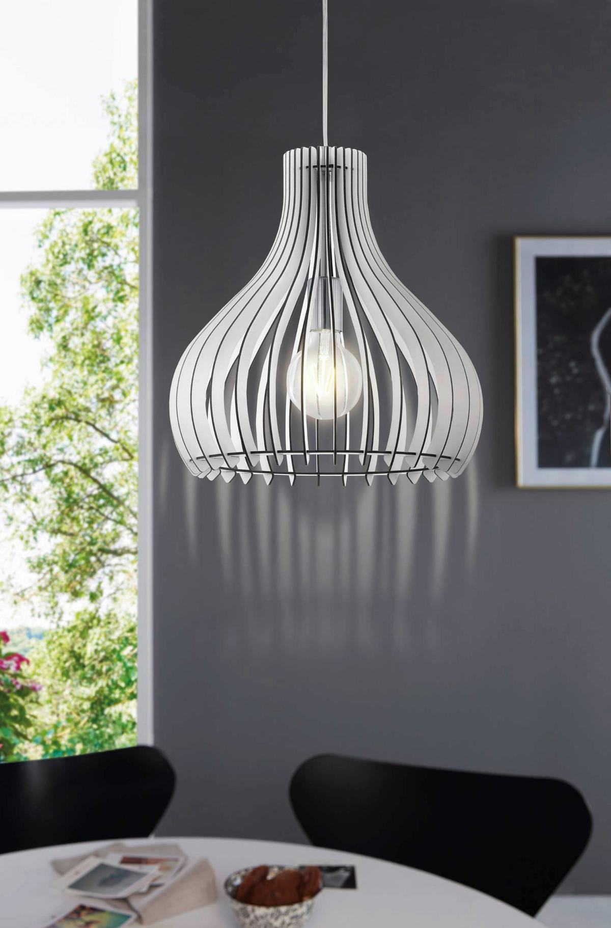 Hängeleuchte 96257* Tindori - Weiß, Natur, Holz/Metall (38/130cm) - Eglo